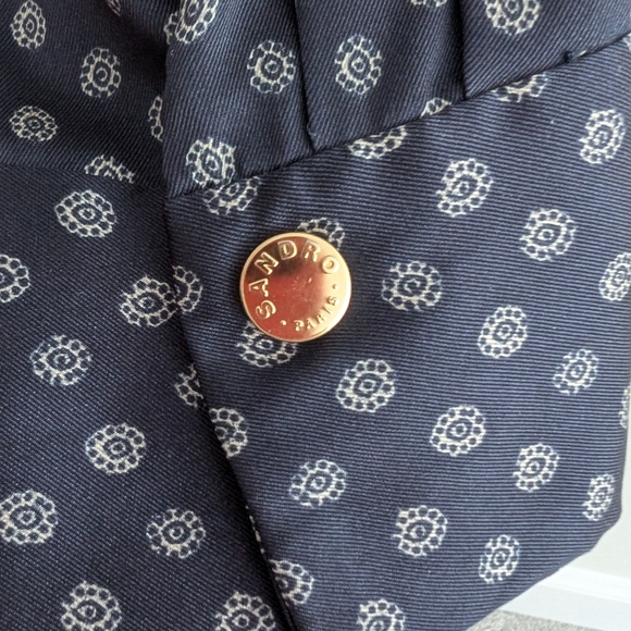 Sandro Midnight Blue Patterned Long Sleeve Dress - Picture 9 of 11